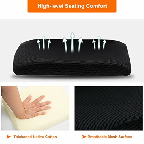 Cushion with breathable mesh and memory foam for seating comfort.
