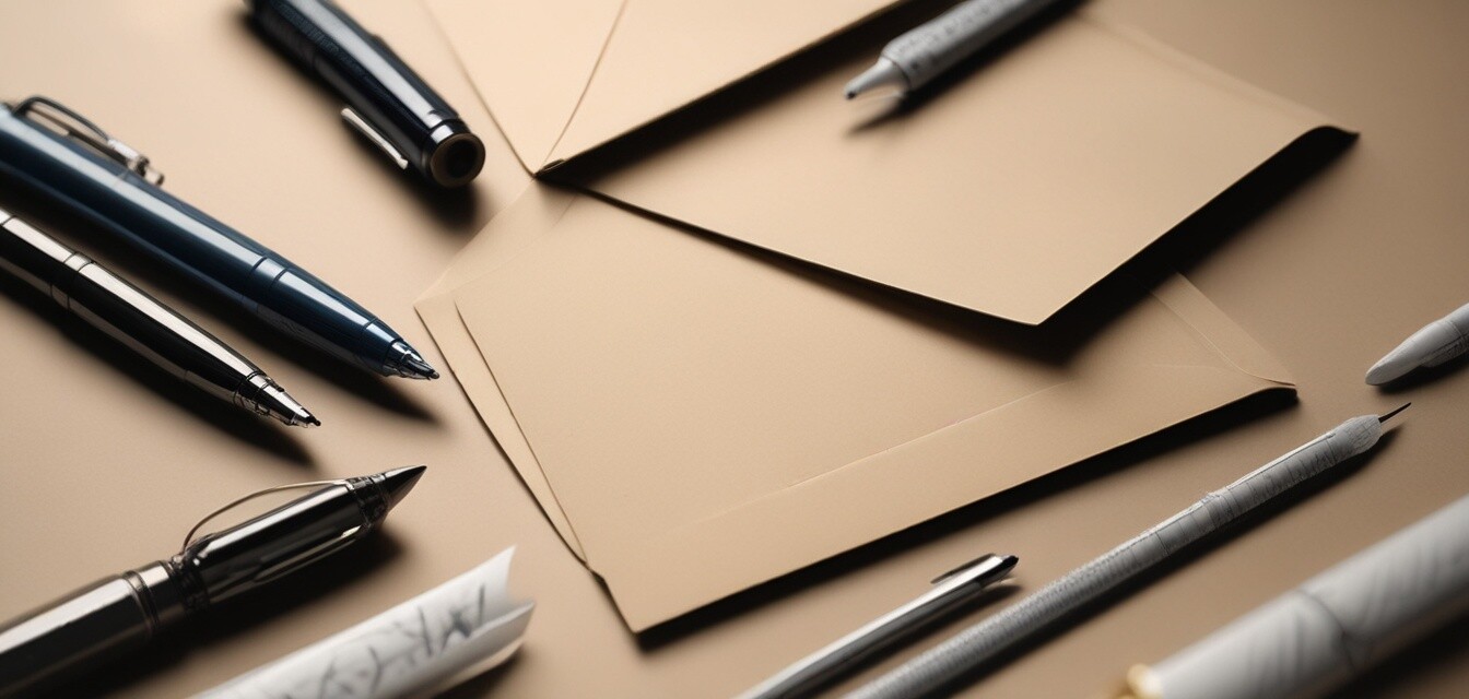 Envelope and writing instruments