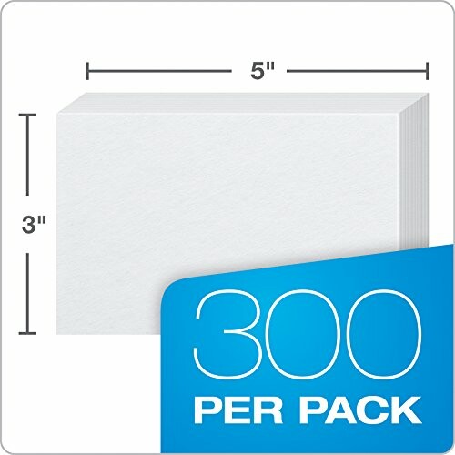 Pack of 300 white index cards, 5x3 inches.