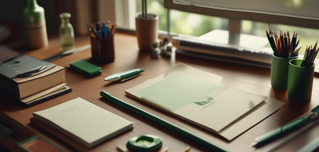 Organized desk for writing