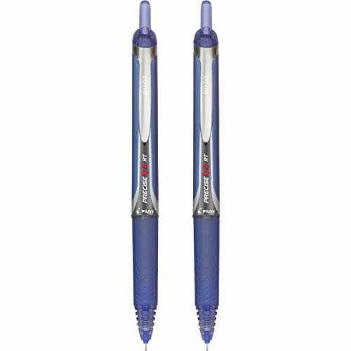 Two blue Pilot Precise V5 RT pens.