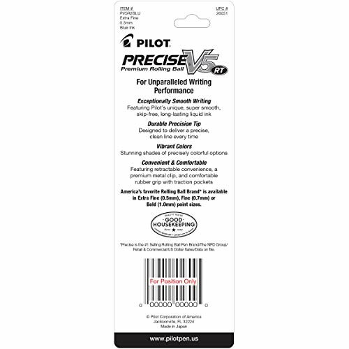 Pilot Precise V5 RT pen packaging with product features.