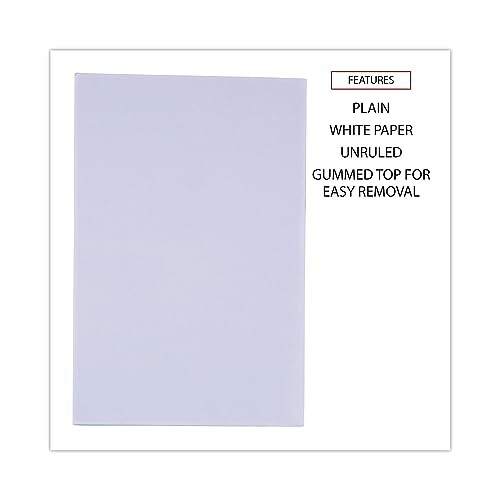 Plain white unruled paper with gummed top.