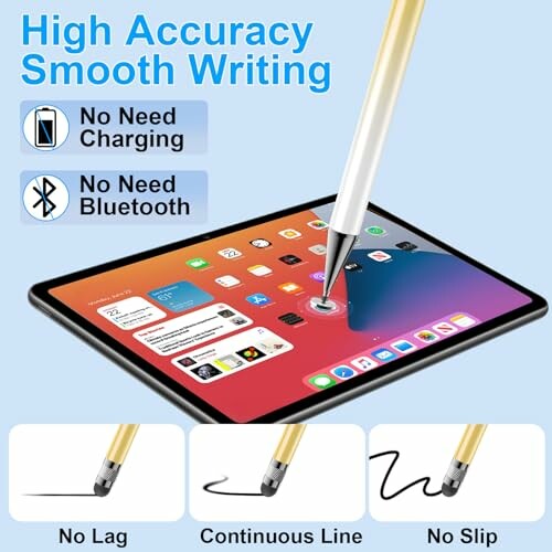 Stylus pen for tablets with no need for charging or Bluetooth.