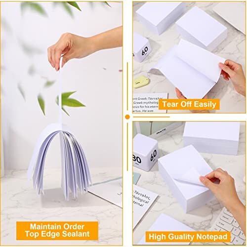 Tear-off notepad demonstration with top edge sealant.